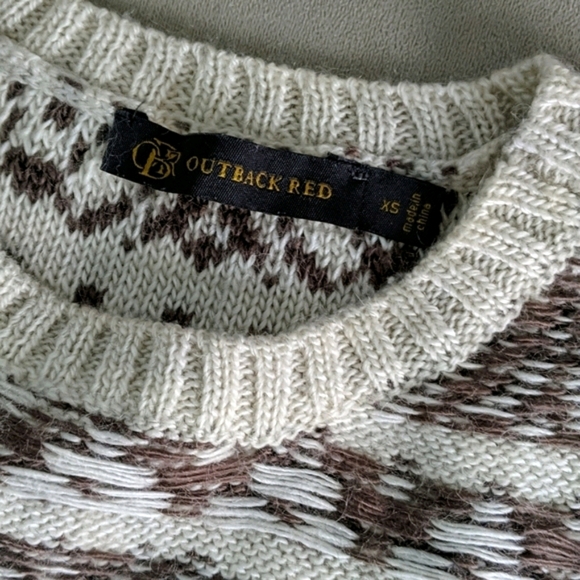 Cream + brown patterned sweater - Size XS - Picture 3 of 5